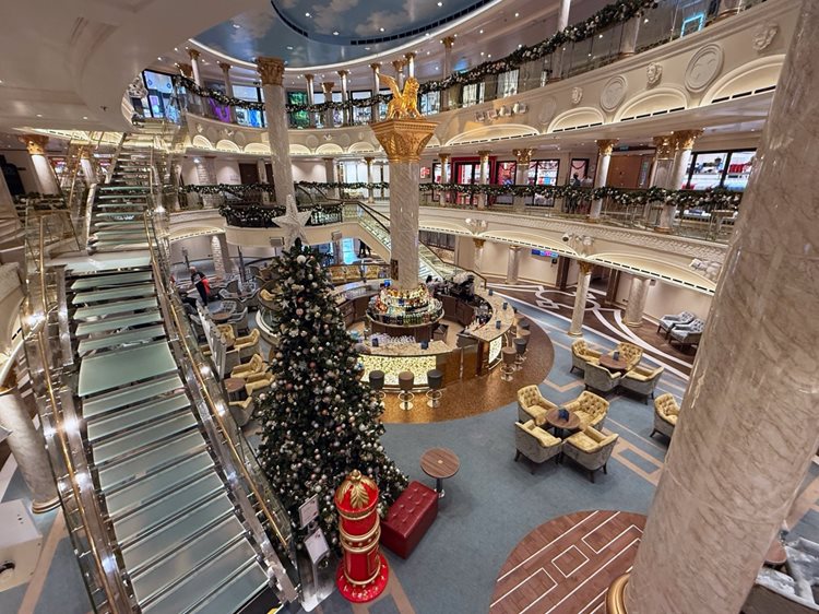 Holiday decorations inside the Carnival Venezia