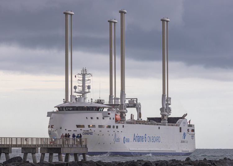 Photo of the MV Canopee arriveing at Port Canaveral