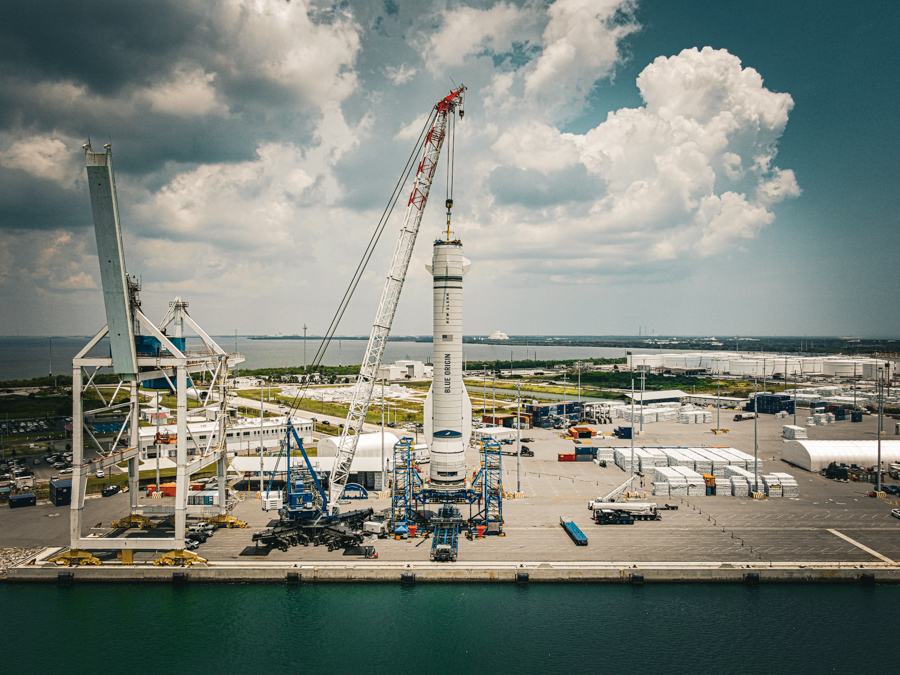 New Glenn Booster at Port Canaveral for the first time