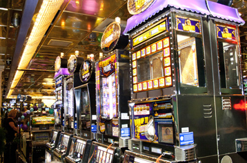 Slot machines onboard a Victory Casino ship at Port Canaveral