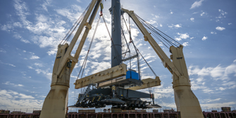 MHC 2 being lifted at Port Canaveral