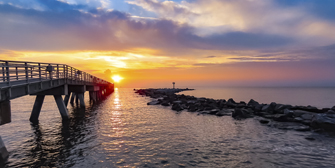 Sunrise at Jetty Park fishing pier, Port Canaveral