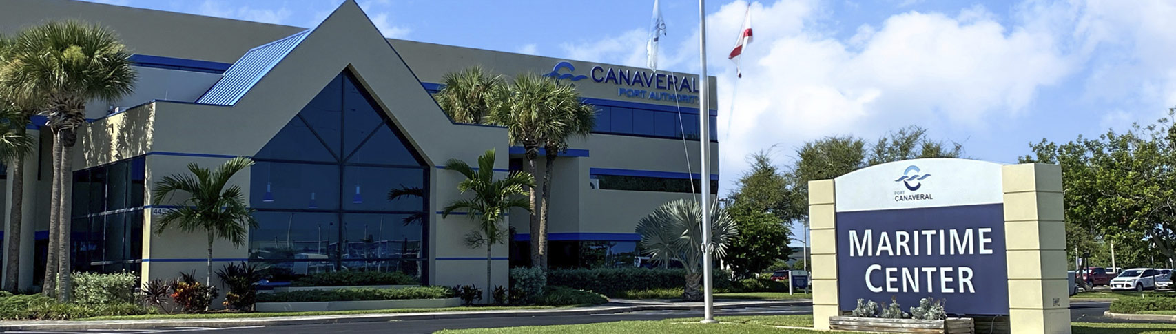 Front of the Maritime Center at Port Canaveral