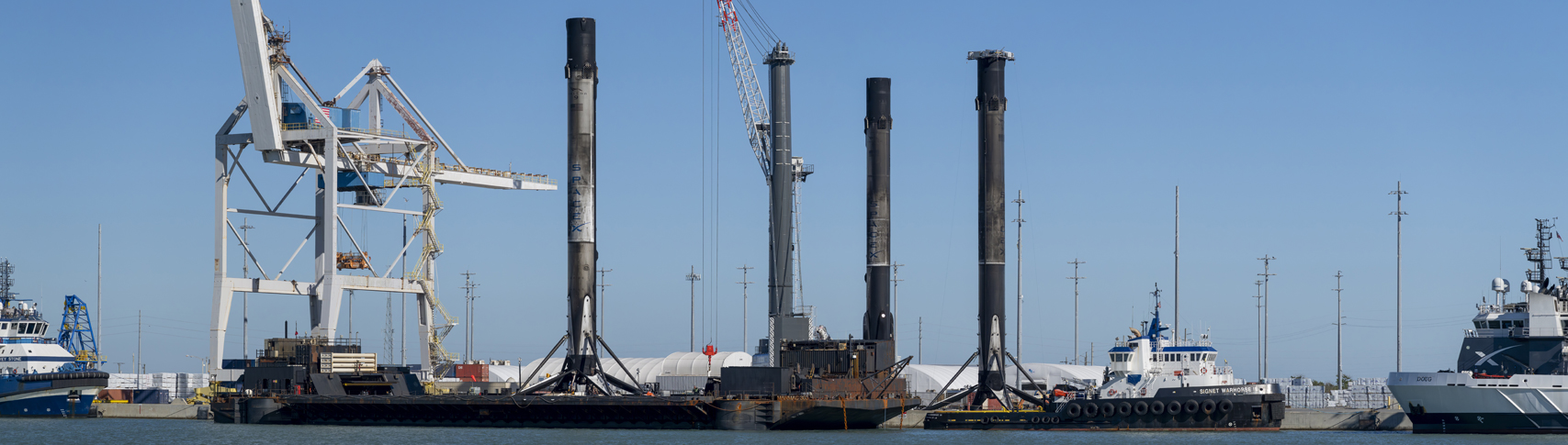 3 SpaceX boosters at Port Canaveral