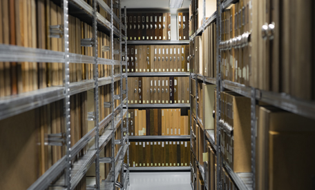 Stock image of an archives storage room