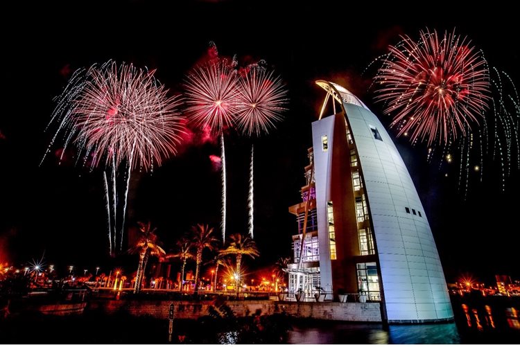 Fireworks at Exploration Tower Port Canaveral