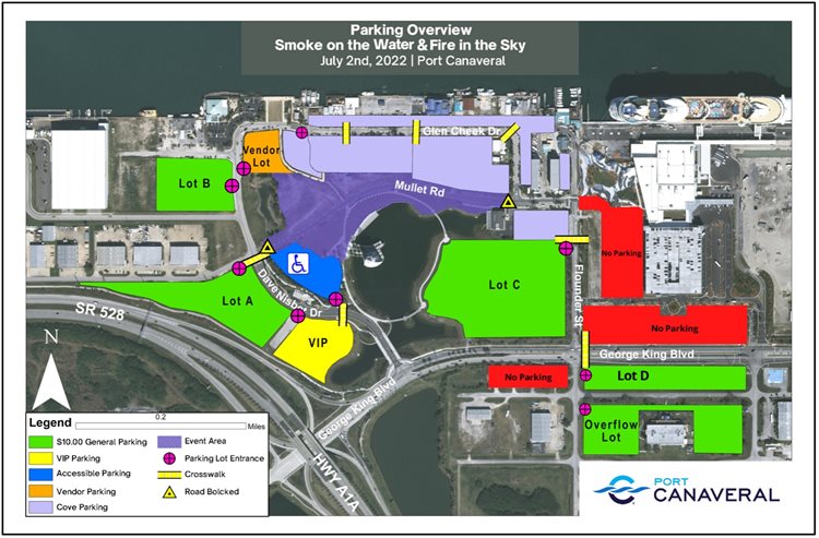 Fireworks event parking overflow map