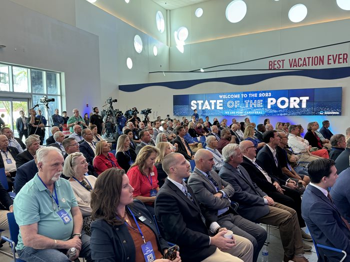 Over 200 people attended at the 2023 State of the Port address, including local and state officials, stakeholders at Port Canaveral’s Cruise Terminal 1